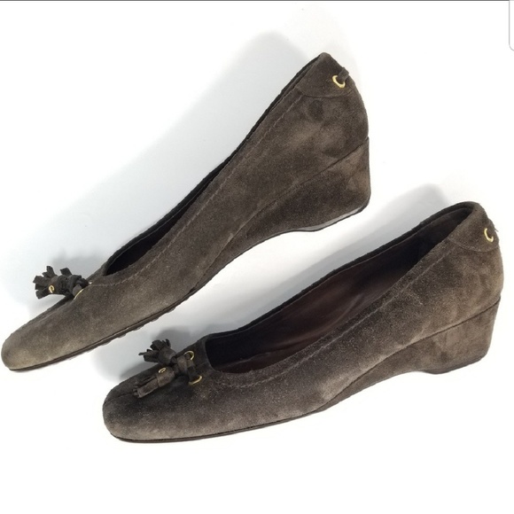 The Original Car Shoe Tassled Suede Wedge By Prada - Picture 2 of 7